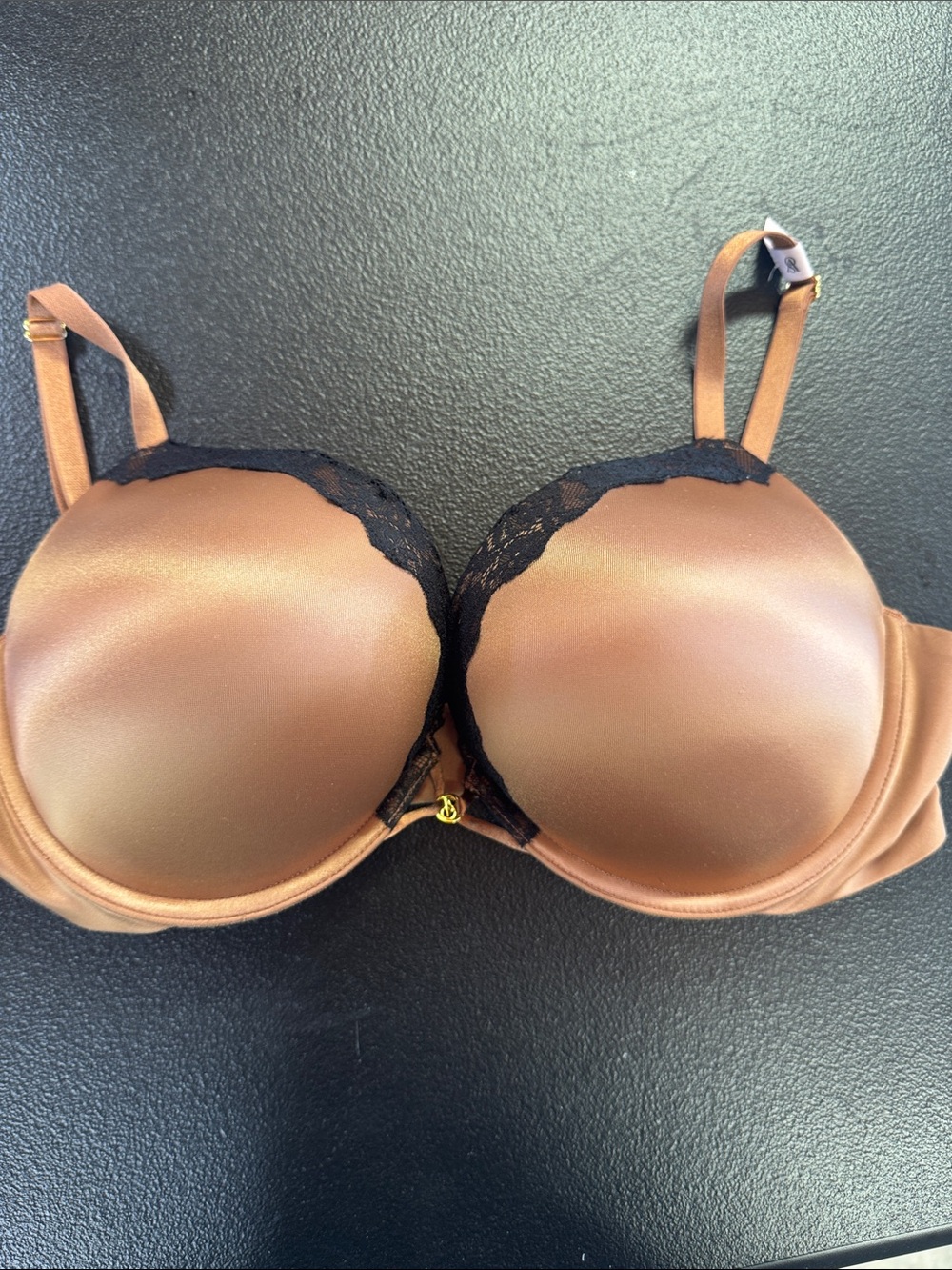 Victoria's Secret Satin Plunge Bra in Bronze with Black Lace 🎉🎉FINAL PRICE DROP🎉